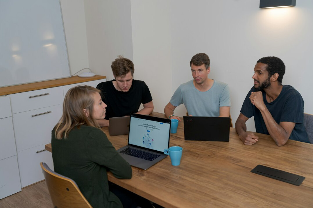 team collaborating on software project