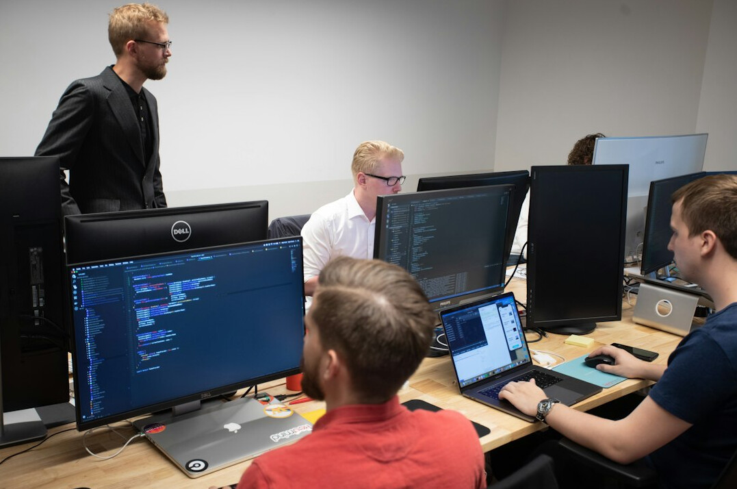 student presenting coding project